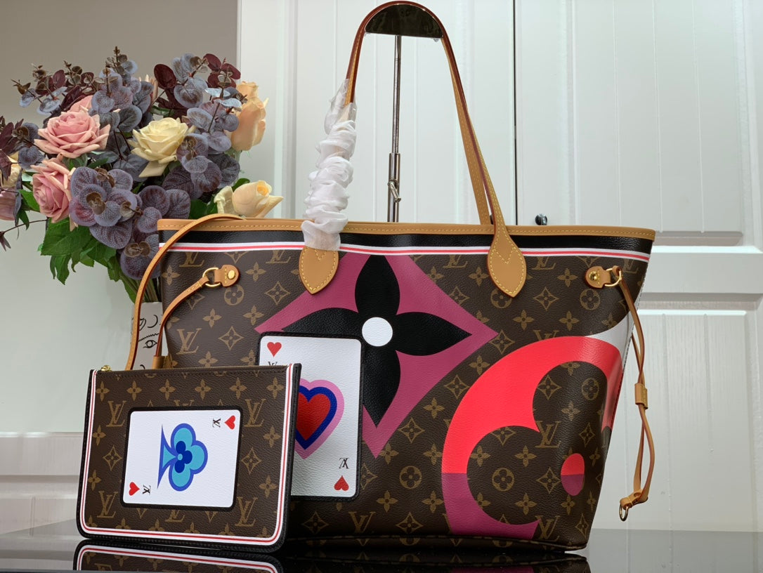 LV Neverfull MM Game On Tote Bag Monogram Canvas By Nicolas Ghesquiere For Women,  Shoulder Bags 12.2in/31cm LV M57452