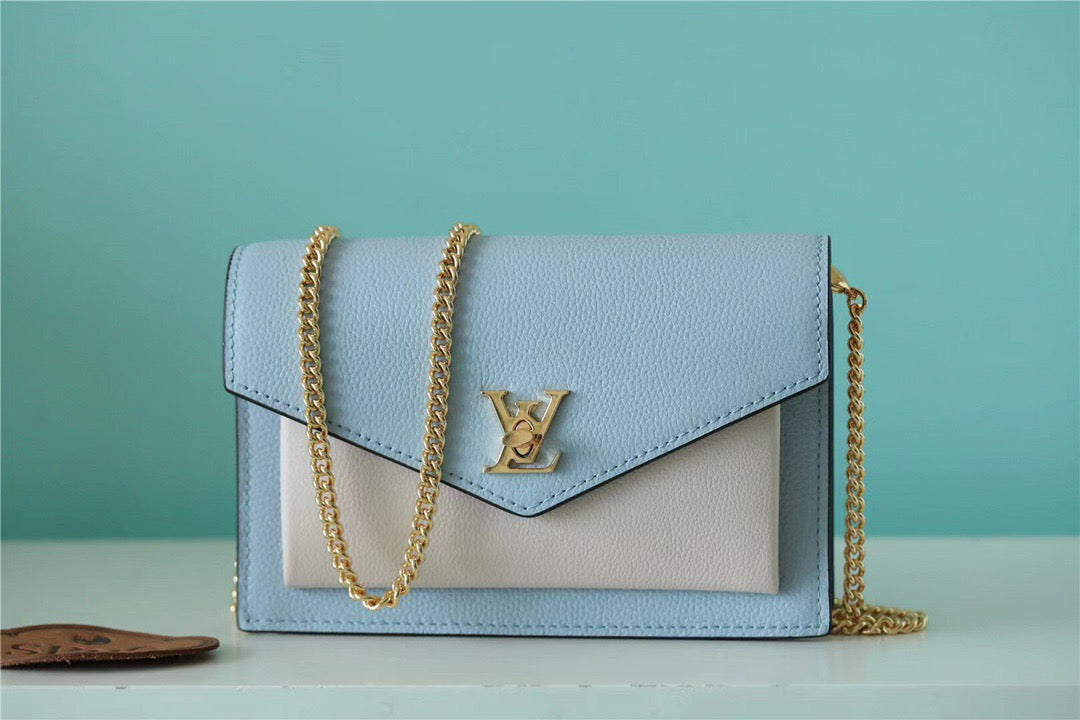 LV Mylockme Chain Pochette Bleu Nuage Blue For Women,  Shoulder and Crossbody Bags 7.5in/19cm LV M81436