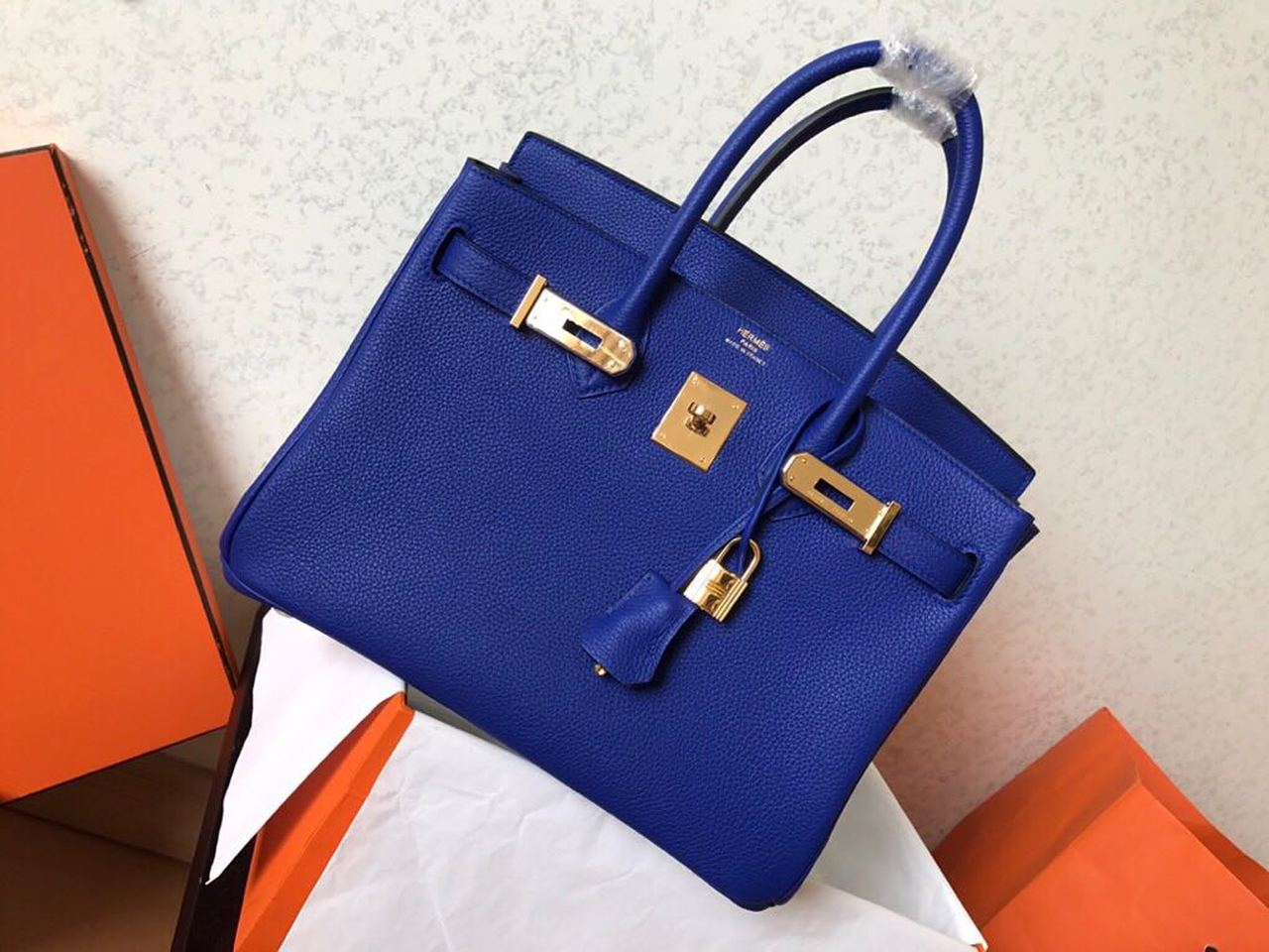 HM Birkin Electric Blue 7T For Women Gold Toned Hardware 11.8in/30cm