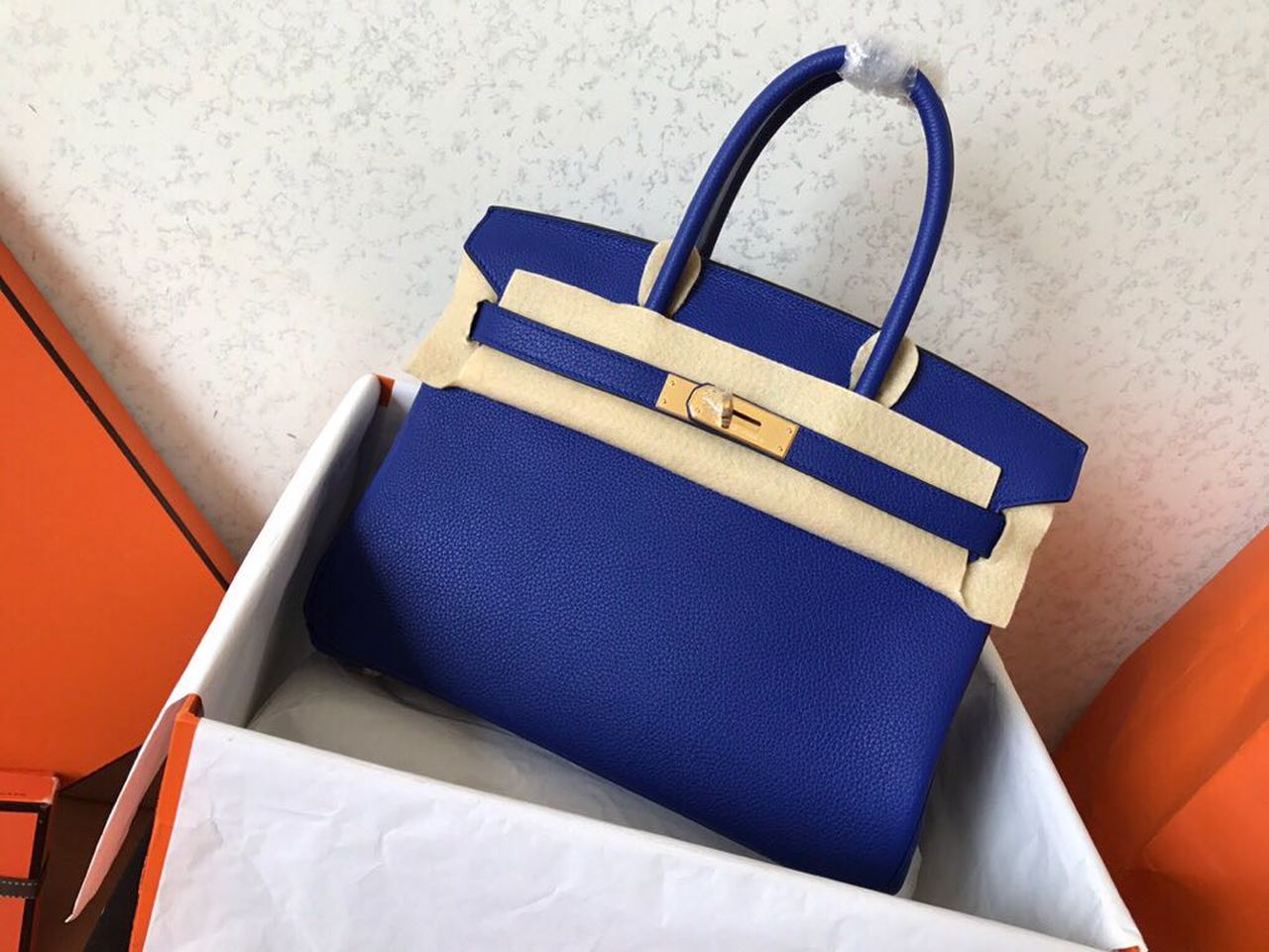 HM Birkin Electric Blue 7T For Women Gold Toned Hardware 11.8in/30cm