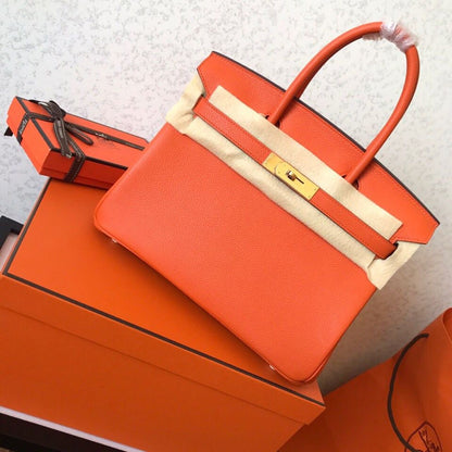 HM Birkin Electric Orange Poppy 8V For Women Gold Toned Hardware 11.8in/30cm