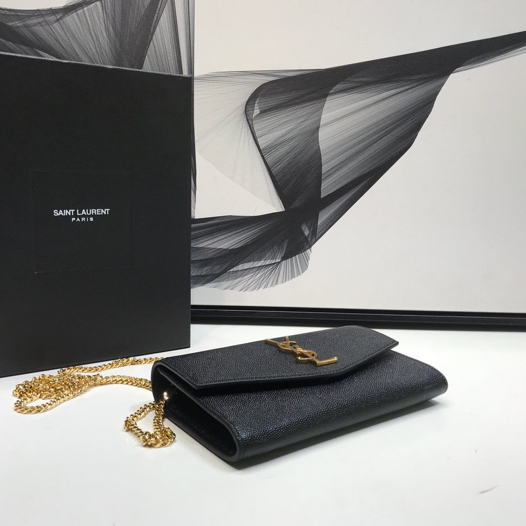 YSSL Uptown Chain Wallet Black For Women 7.4in/19cm YSL 6077881GF0J1000