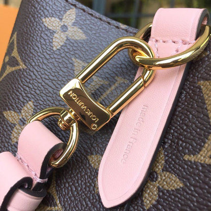 LV NeoNoe MM Bucket Bag Monogram Canvas Rose Poudre Pink For Women, WoBags, Shoulder Bags 10.2in/26cm LV M44022