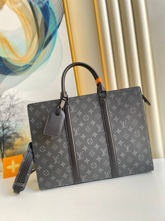 LV Sac Plat Horizontal Zippe Monogram Eclipse For Men, Bags, Shoulder And Crossbody Bags 15.4in/39cm LV M45265