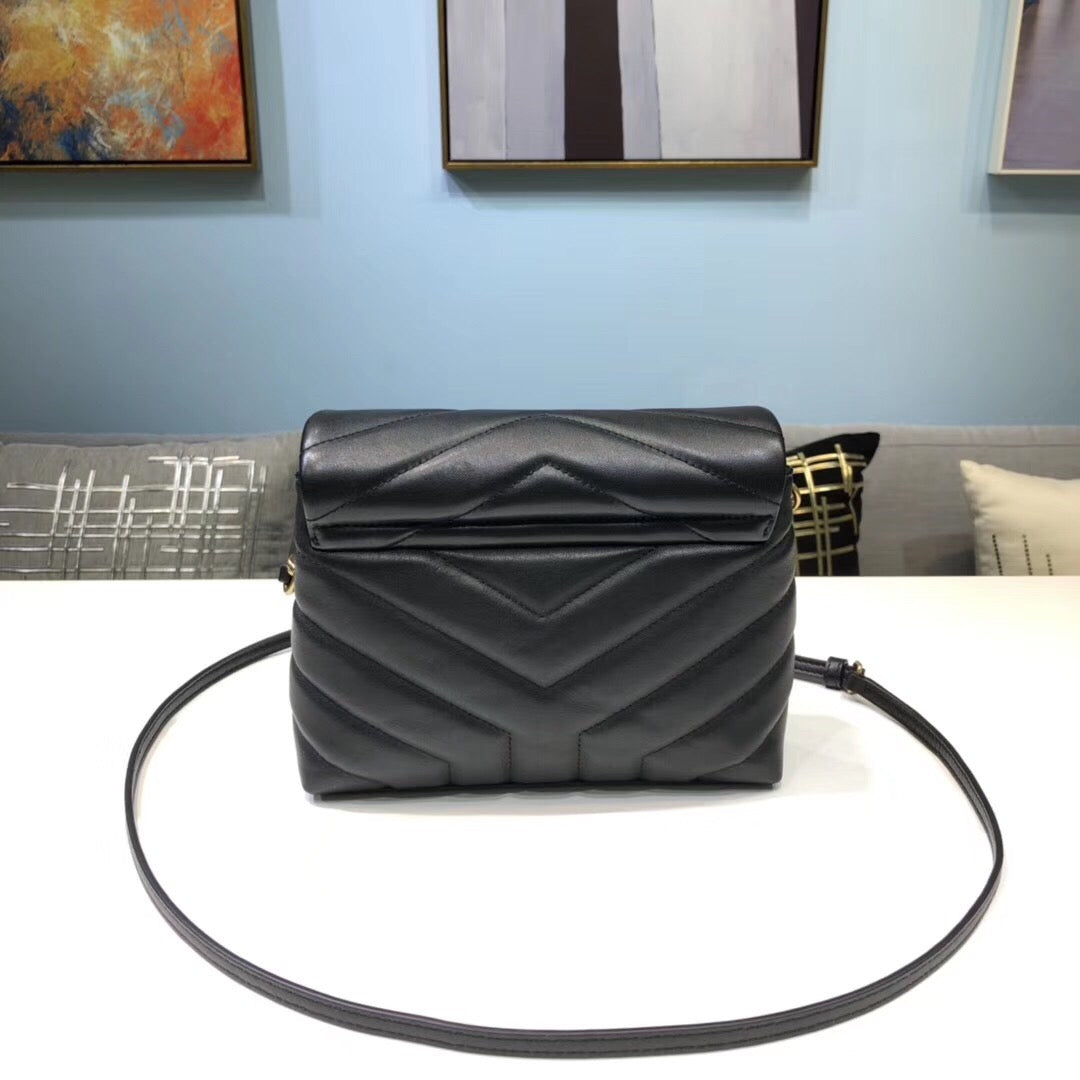 YSSL Loulou Mini Shoulder Bag Black For Women 7in/18cm YSL