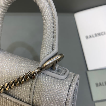 Balen Hourglass Mini Handbag With Chain In Grey, For Women,  Bags 4.7in/12cm