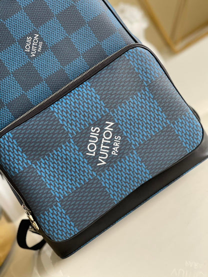 LV Campus Backpack Damier Graphite 3D Canvas Blue For Men, Bags 39cm LV N50008