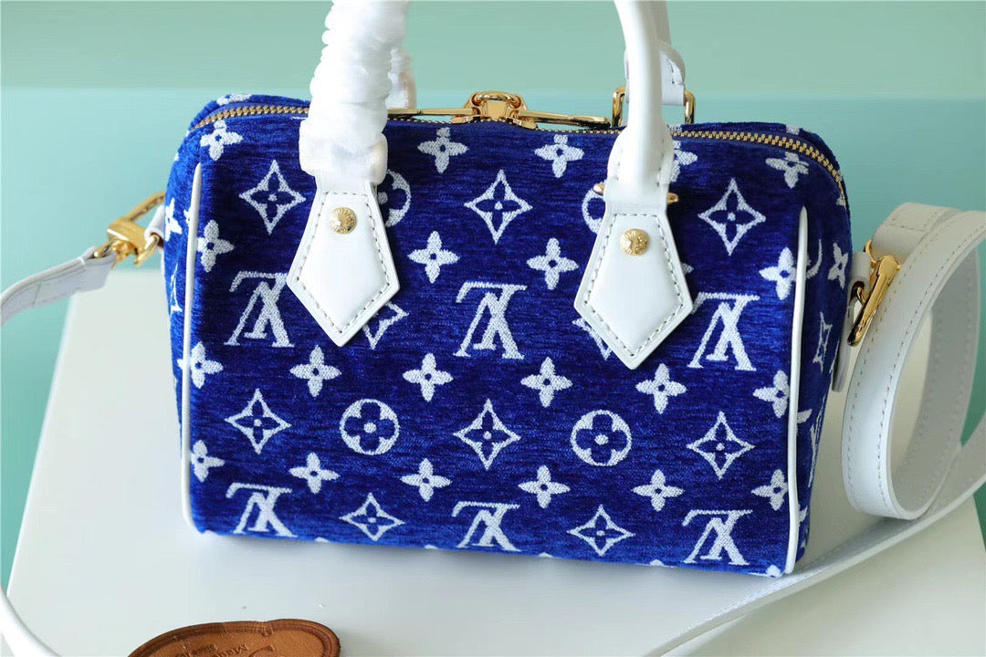 LV Speedy Bandouliere 20 PM Monogram Blue For Women,  Shoulder And Crossbody Bags 20.5cm/8.1in LV M20751