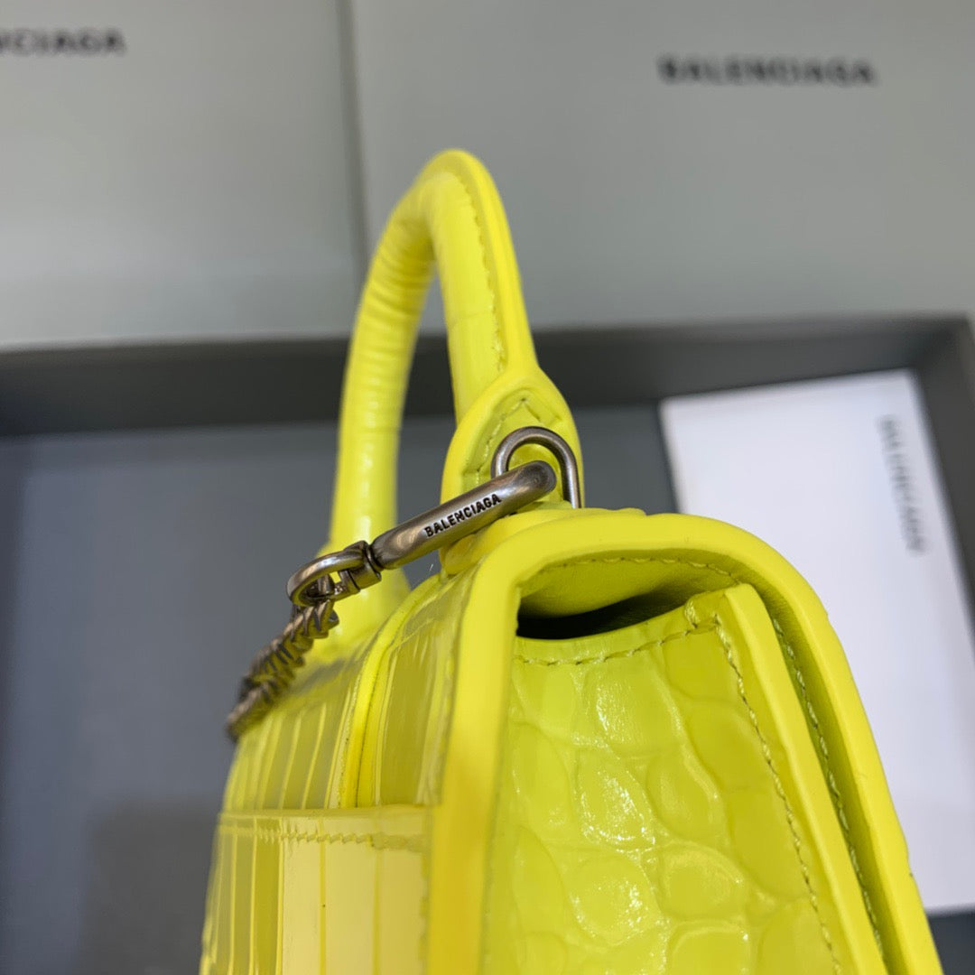 Balen Hourglass Mini Handbag With Chain In Yellow, For Women,  Bags 4.7in/12cm