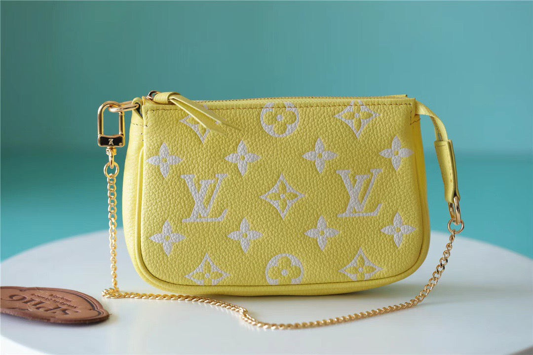 LV Mini Pochette Accessoires Monogram Empreinte Lemon Curd Yellow For Women,  Shoulder And Crossbody Bags 15.5cm/6.1in LV M46129