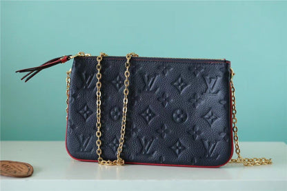 LV Double Zip Pochette Monogram Empreinte Black/Red For Women,  Shoulder and Crossbody Bags 7.9in/20cm LV