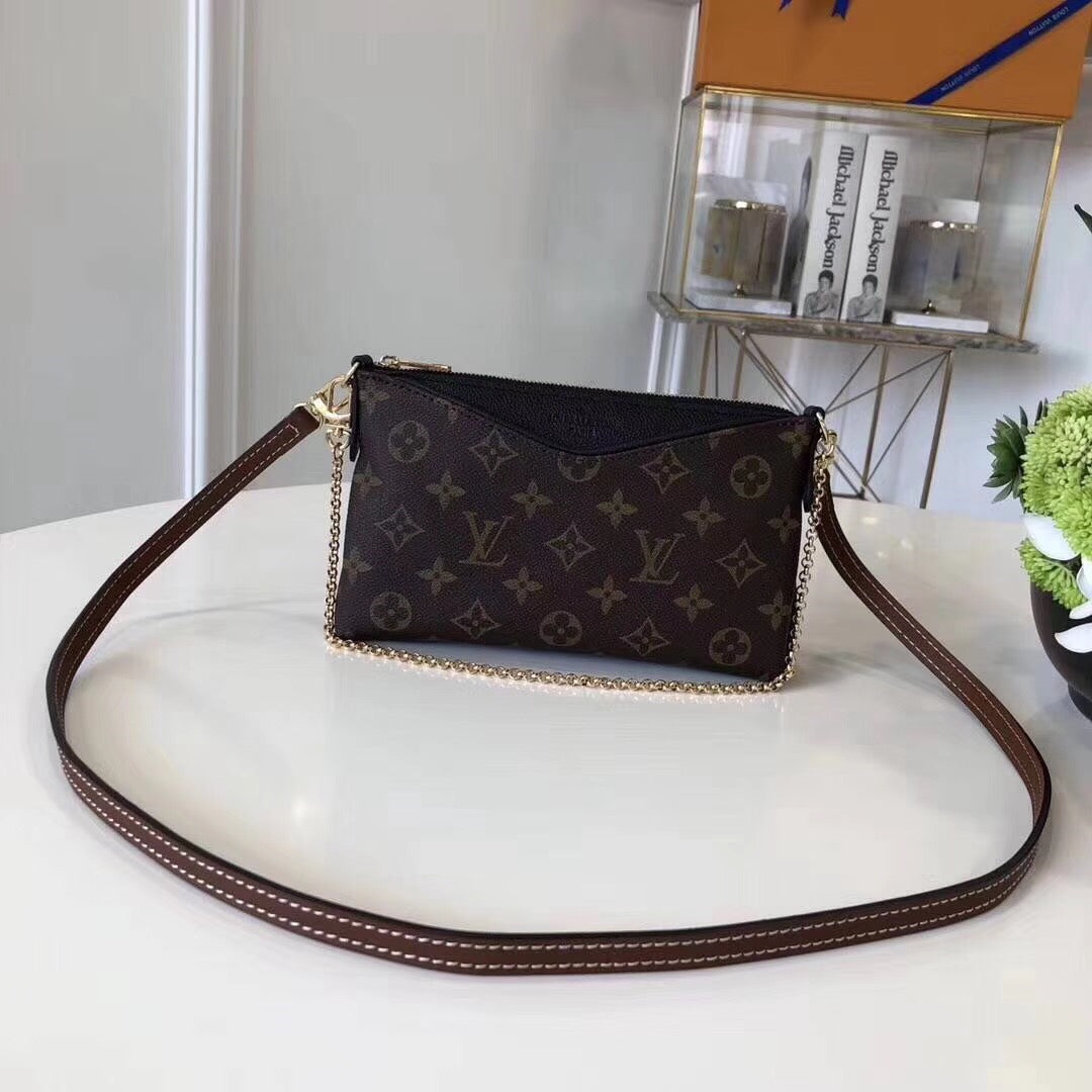 LV Pallas Clutch Monogram Canvas Black For Women, WoHandbag, Shoulder And Crossbody Bags 8.3in/21cm LV M44058