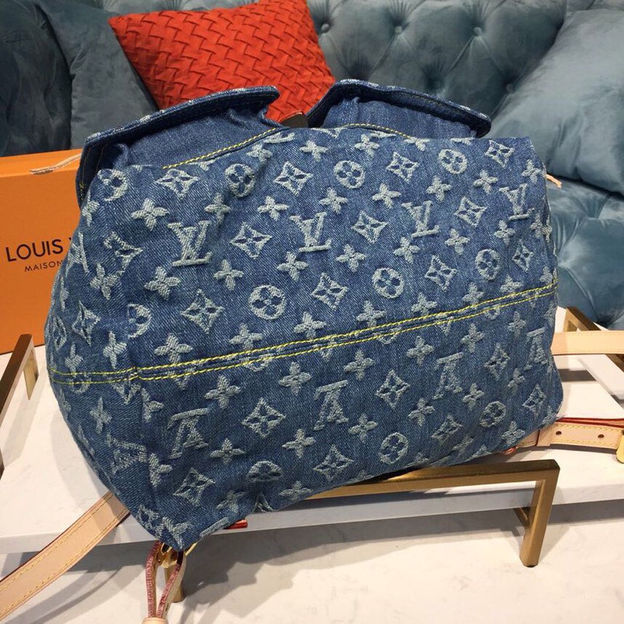 LV Backpack 30cm Monogram Denim Canvas Spring/Summer Collection M44460, Blue