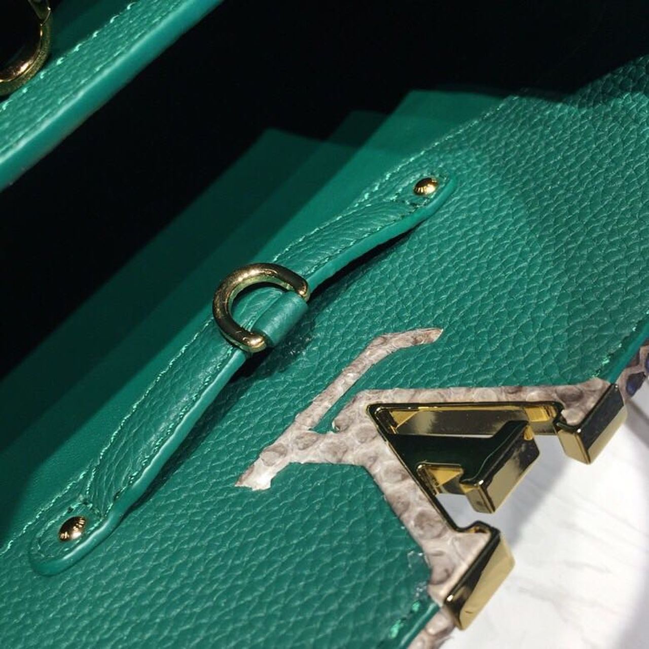 LV Capucines BB Taurillon And Python Green For Women,  Shoulder And Crossbody Bags 10.6in/27cm LV