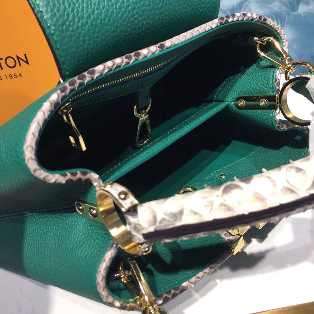 LV Capucines BB Taurillon And Python Green For Women,  Shoulder And Crossbody Bags 10.6in/27cm LV