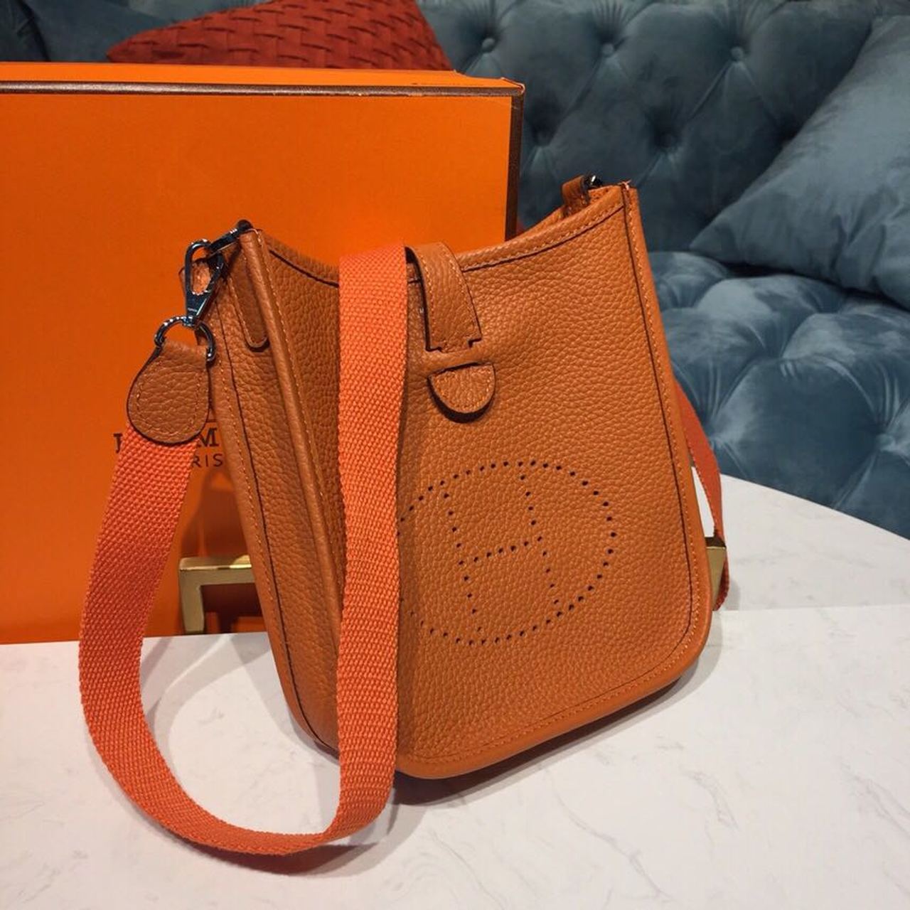 HM Evelyne II TPM Bag Orange For Women Silver Toned Hardware 7.9in/20cm