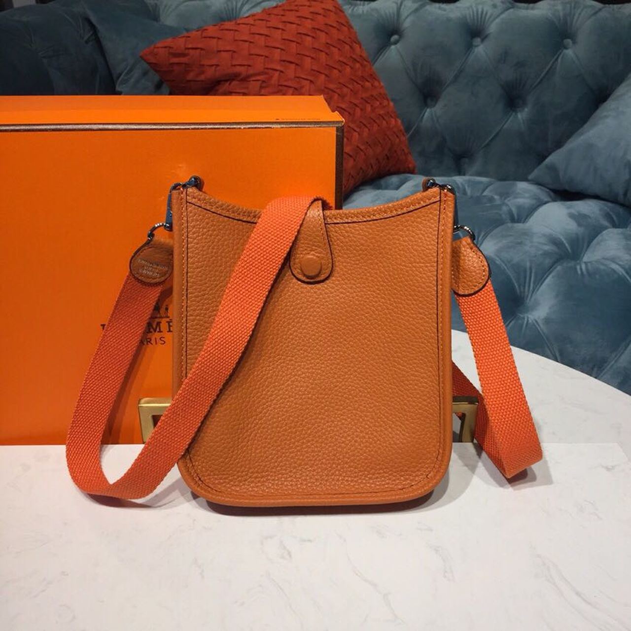 HM Evelyne II TPM Bag Orange For Women Silver Toned Hardware 7.9in/20cm