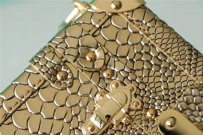 LV Petite Malle High Shiny Alligator By Nicolas Ghesquiere Gold For Women,  Shoulder And Crossbody Bags 7.9in/20cm LV 