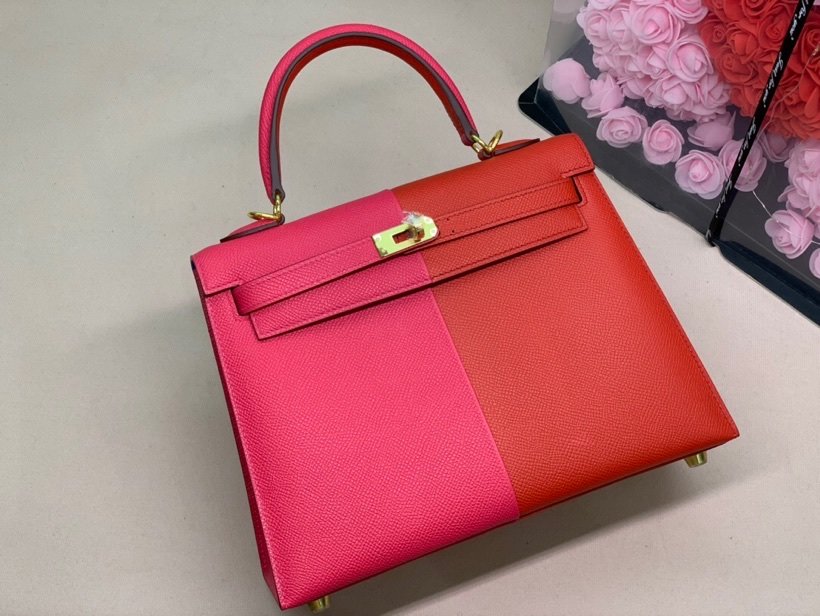 HM Kelly 28 Sellier Epsom Bag Red/Pink For Women, Women’s Handbags, Shoulder Bags 11in/28cm