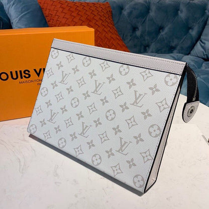 LV Pochette Voyage MM Monogram Eclipse Canvas Silver For Men, Bags, Travel Bags 10.6in/27cm LV