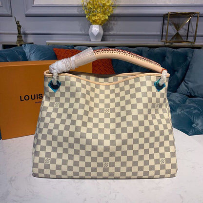 LV Artsy MM Damier Azur Canvas For Women,  Shoulder Bags 16.1in/41cm LV N40253