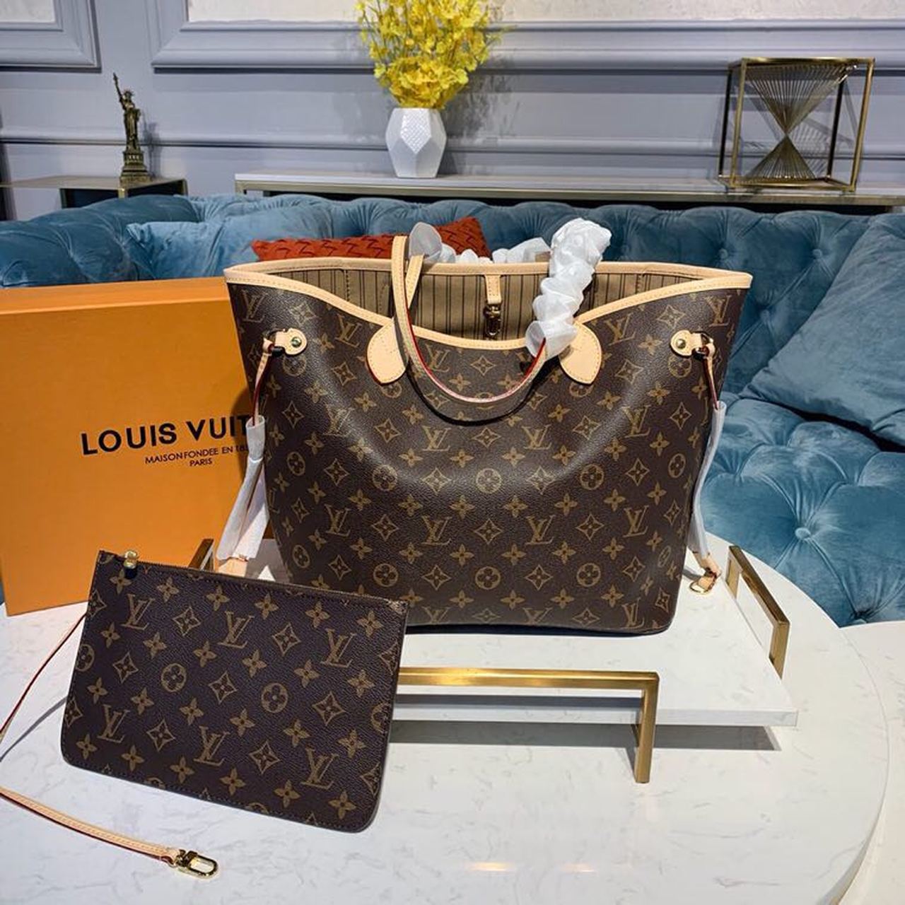 LV Neverfull MM Tote Bag Monogram Canvas For Women, Women’s Handbags, Shoulder Bags 12.6in/32cm LV M40995