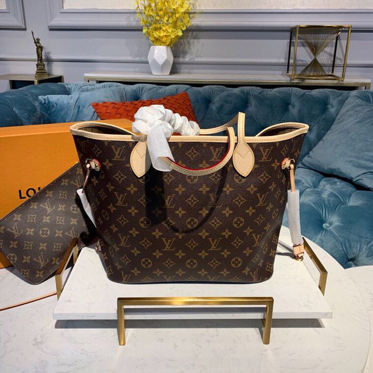 LV Neverfull MM Tote Bag Monogram Canvas Beige For Women,  Shoulder Bags 12.6in/32cm LV M40995