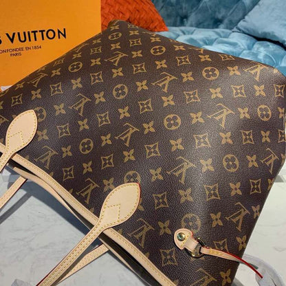 LV Neverfull MM Tote Bag Monogram Canvas Beige For Women,  Shoulder Bags 12.6in/32cm LV M40995