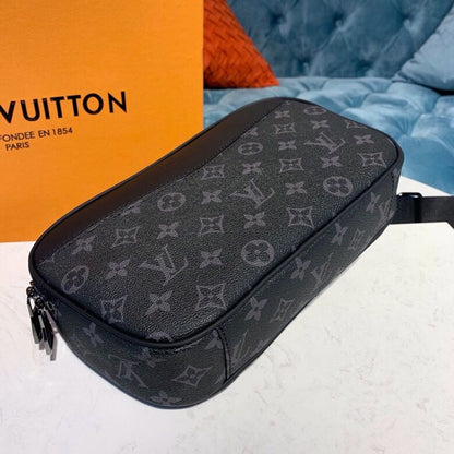 LV Bumbag Monogram Eclipse Canvas For Men, Belt Bags 11in/28cm LV M42906