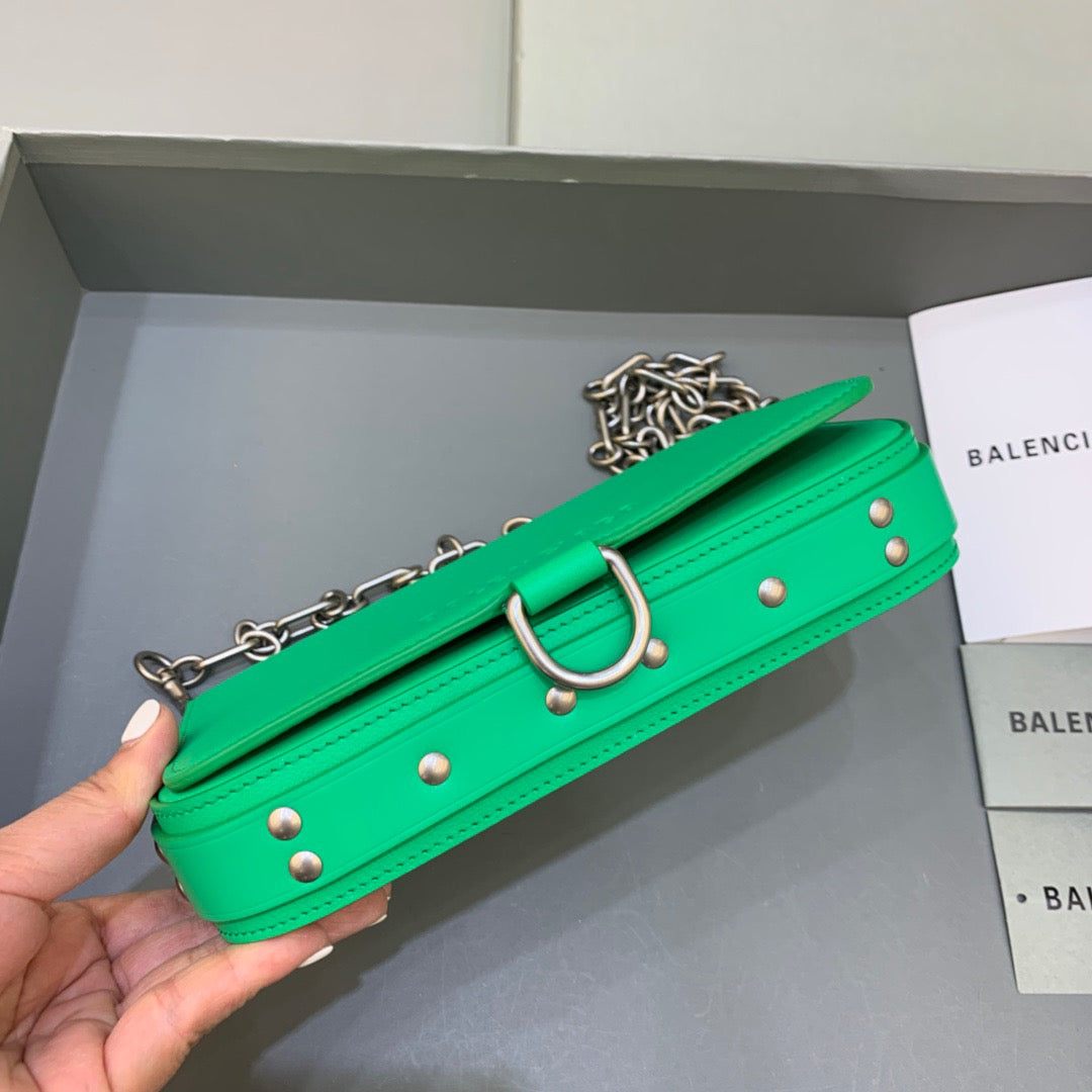 Balen Bondage Wallet With Chain Green, For Women,  Bags 8in/20cm