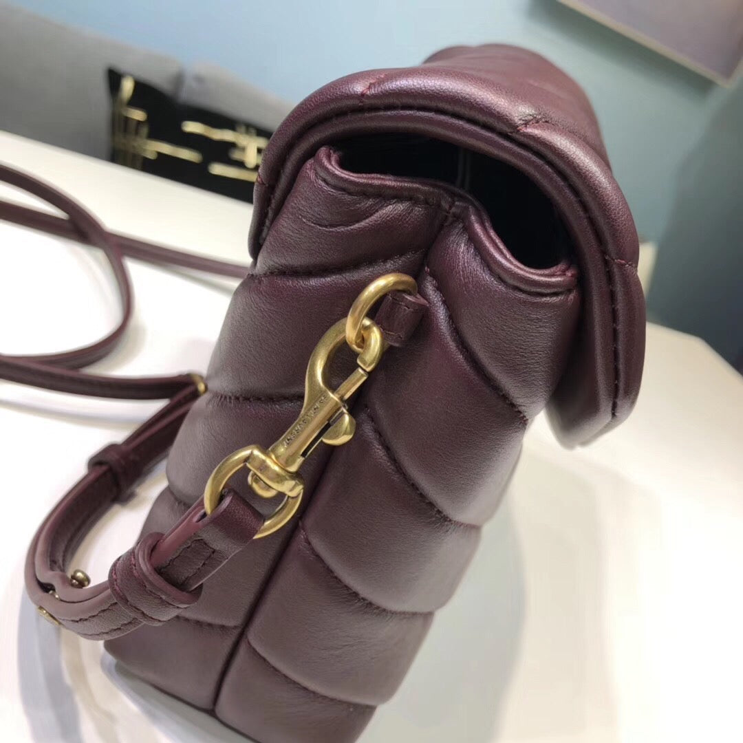 YSSL Loulou Mini Shoulder Bag Burgundy For Women 7in/18cm YSL