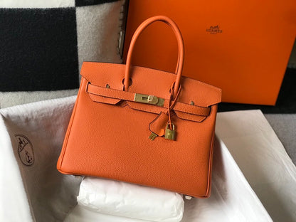 HM Birkin Orange Togo Gold Hardware Bag For Women, Handbags, Shoulder Bags 30cm/12in