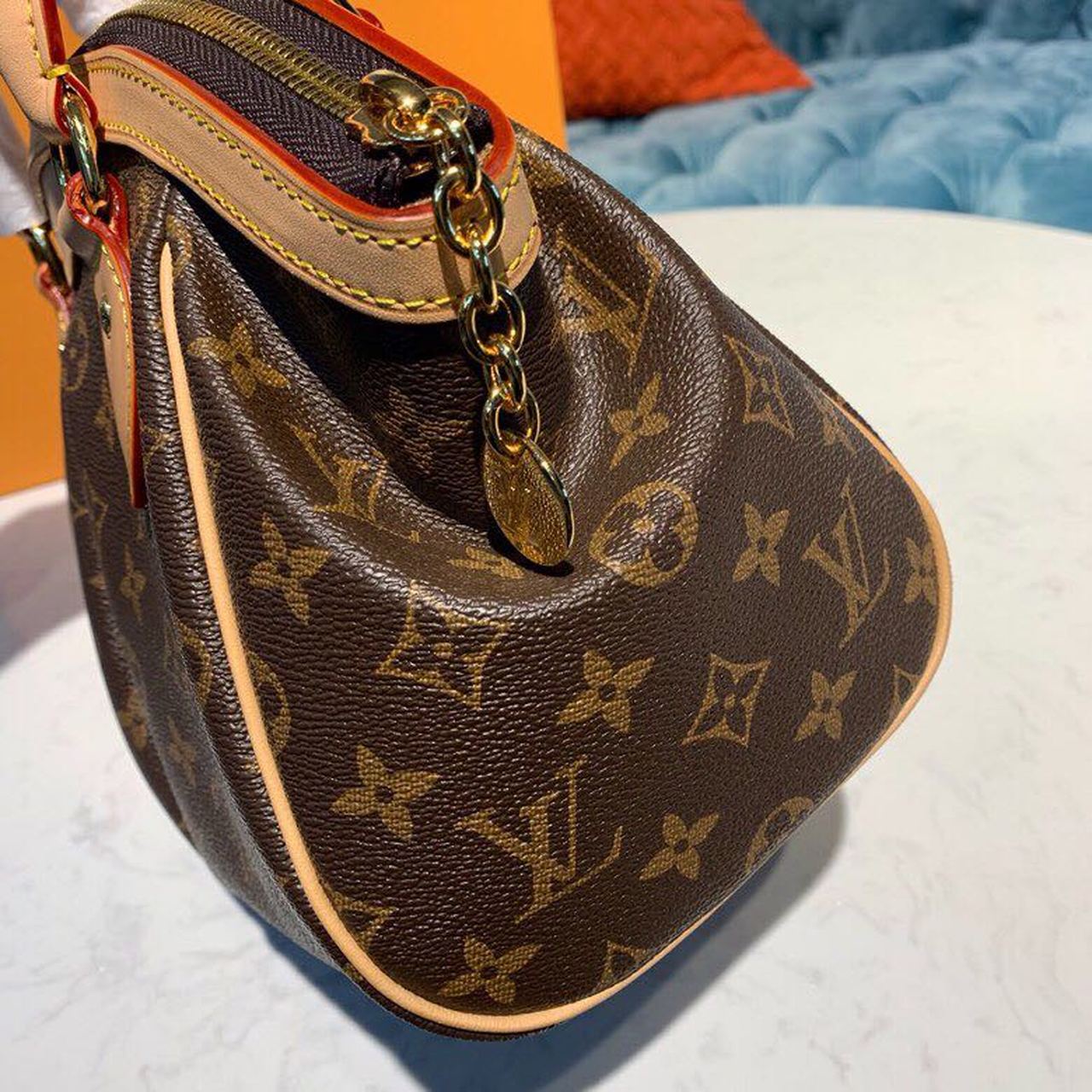 LV Tivoli PM Bag Monogram Canvas Brown 14.2in/36cm For Women LV M40143