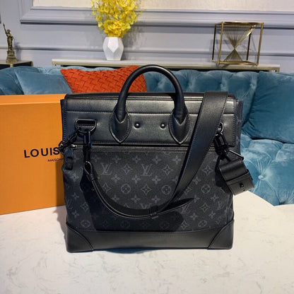 LV Steamer PM Monogram Eclipse Canvas By Virgil Abloh For Men, Handbags, Shoulder And Crossbody Bags 13.8in/35cm LV M44731