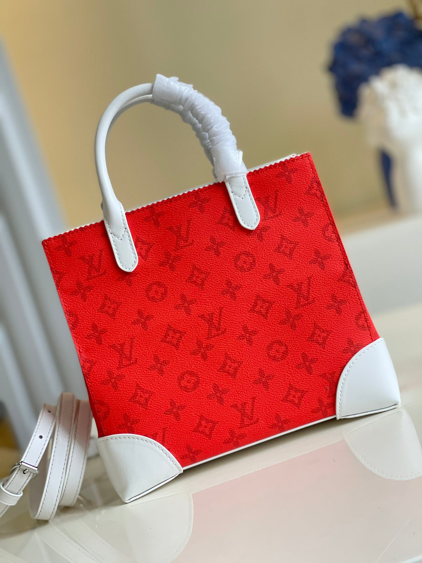 LV Litter Bag Vintage Monogram Canvas Red By Virgil Abloh For Men, Men’s Bags, Shoulder And Crossbody Bags 9.4in/24cm LV