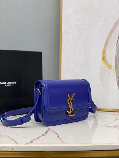 YSSL Solferino Medium Satchel In Box Navy Blue For Women 9in/23cm YSL 6343050SX0W4147