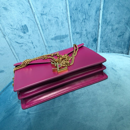 YSSL Cassandra Medium Chain Bag Dark Pink For Women 8.7in/22cm YSL