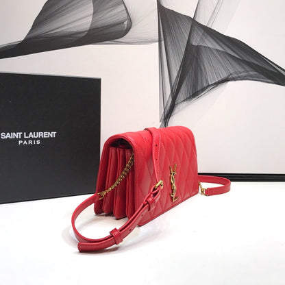 YSSL Angie Patent Handbag Red For Women 8.6in/22cm YSL