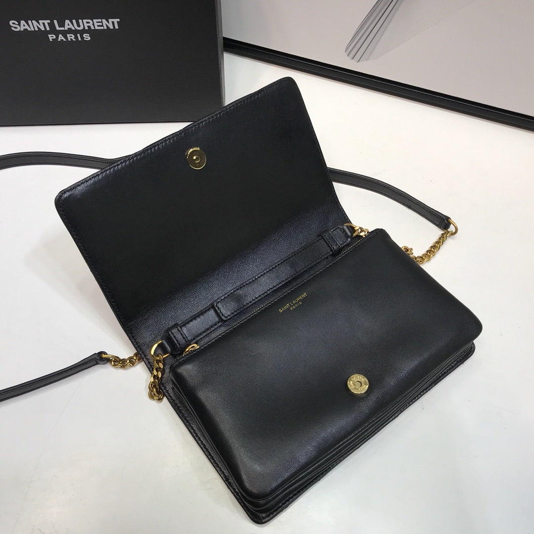 YSSL Angie Patent Handbag Black For Women 8.6in/22cm YSL