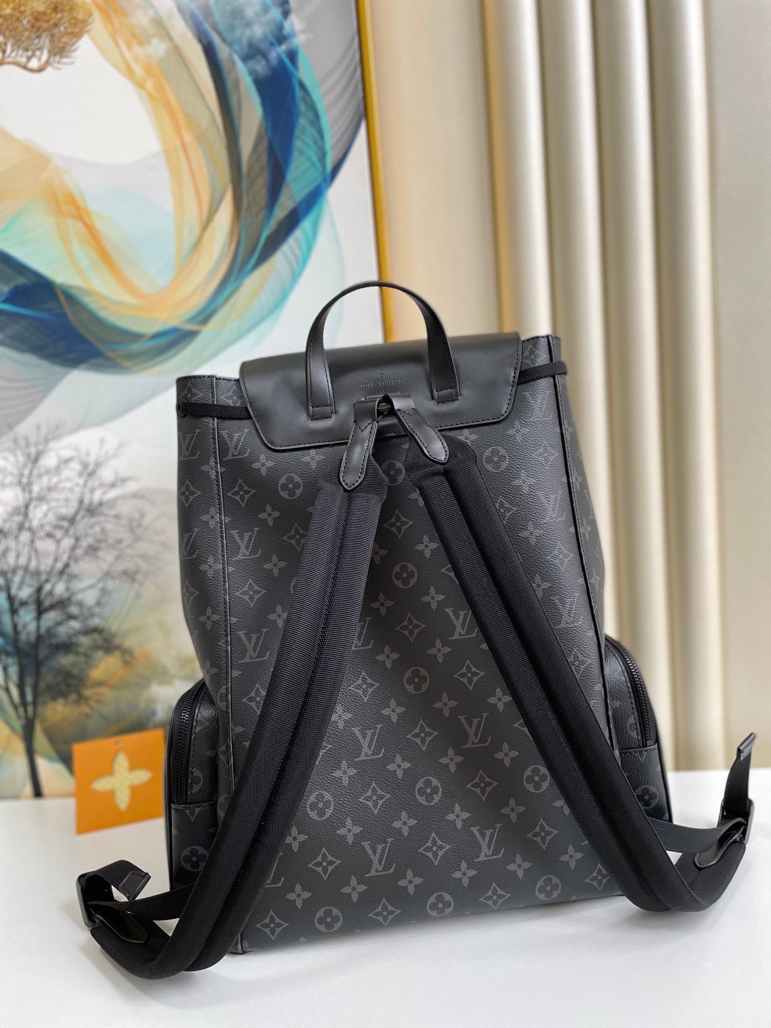 LV Trio Backpack Monogram Eclipse Canvas Black By Virgil Abloh For Men, Bags 44cm LV M45538