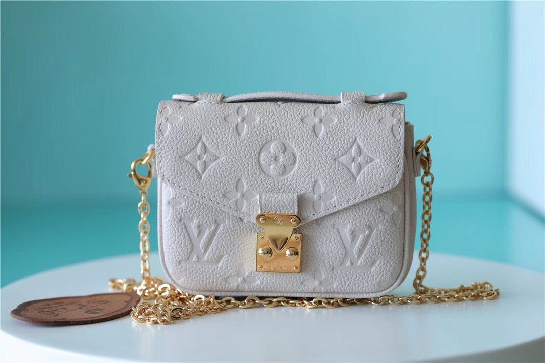 LV Micro Metis Monogram Empreinte Beige For Women, Women’s Handbags, Shoulder And Crossbody Bags 5.5in/14cm LV M81390