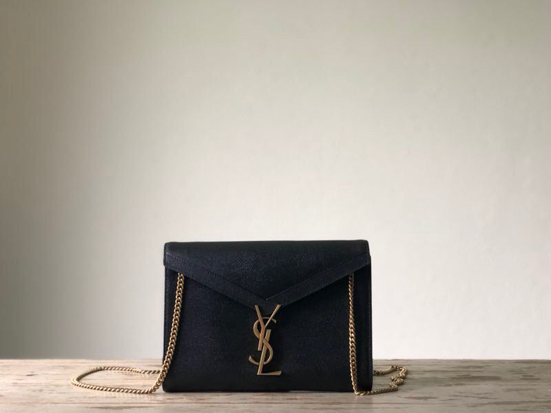 YSSL Cassandra Flap-Front Crossbody Bag Black For Women 8.7in/22cm YSL 