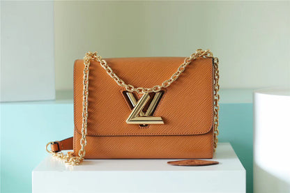 LV Twist MM Epi Gold Miel Brown For Women, Women’s Bags, Shoulder And Crossbody Bags 9.1in/23cm LV M59686