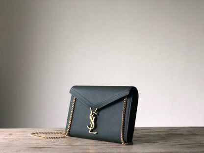 YSSL Cassandra Flap-Front Crossbody Bag Dark Green For Women 8.7in/22cm YSL