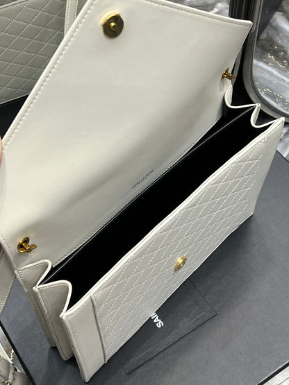 YSSL Gaby Satchel Bag In White With Gold Toned Hardware For Women 10.2in/26cm YSl 6688631EL079207