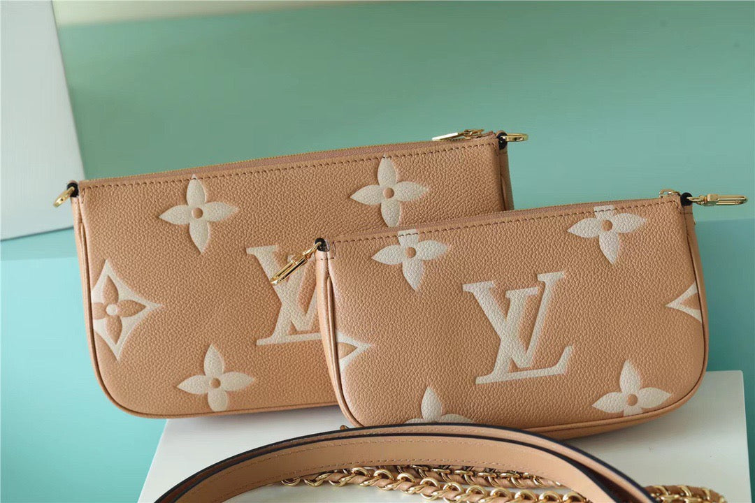 LV Multi Pochette Accessoires Monogram Empreinte Arizona Beige / Cream For Women,  Shoulder And Crossbody Bags 9.8in/25cm LV M45983