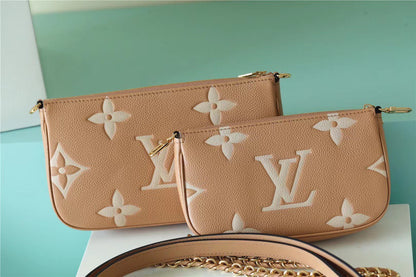 LV Multi Pochette Accessoires Monogram Empreinte Arizona Beige / Cream For Women,  Shoulder And Crossbody Bags 9.8in/25cm LV M45983