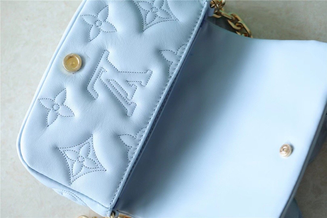 LV Wallet On Strap Bubblegram Monogram In Wallets and Small Leather Goods For Women Bleu Glacier Blue 7.9in/20cm LV M81399