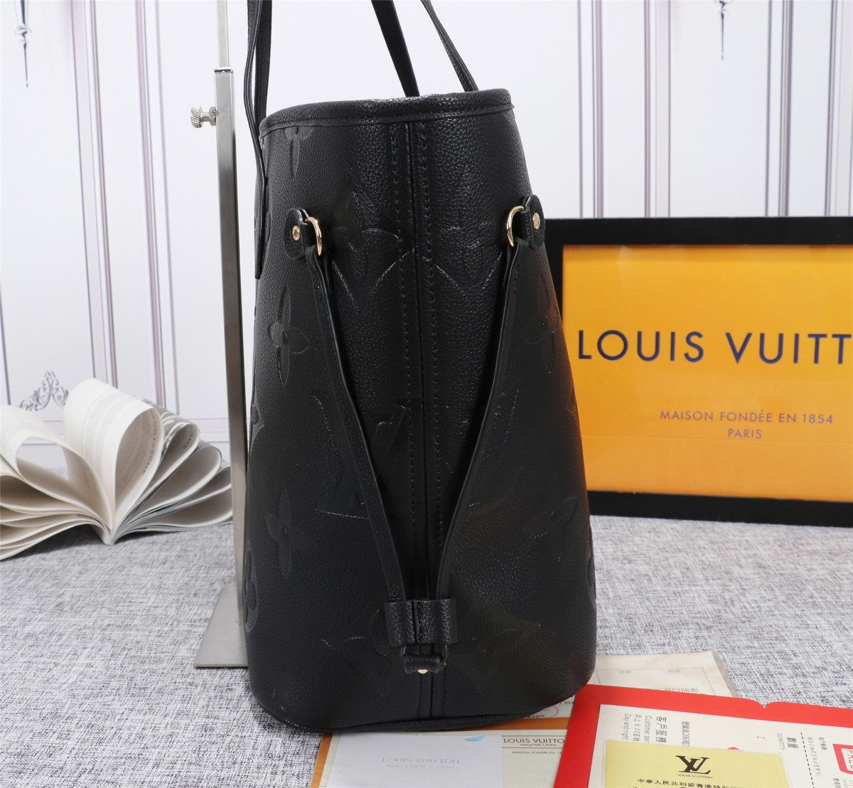 LV Neverfull MM Tote Bag Monogram Empreinte Black For Women,  Shoulder Bags 12.2in/31cm LV M45685