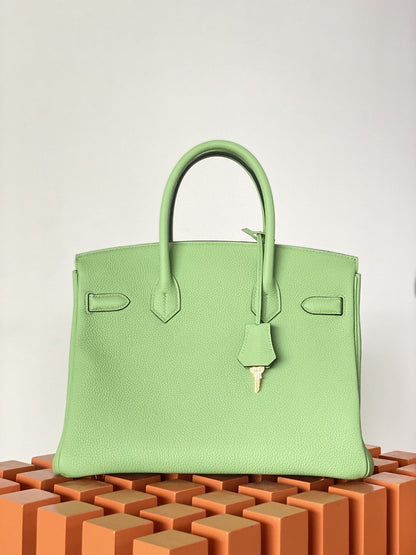 HM Birkin Nata Swift Green For Women Gold Toned Hardware 10in/25cm